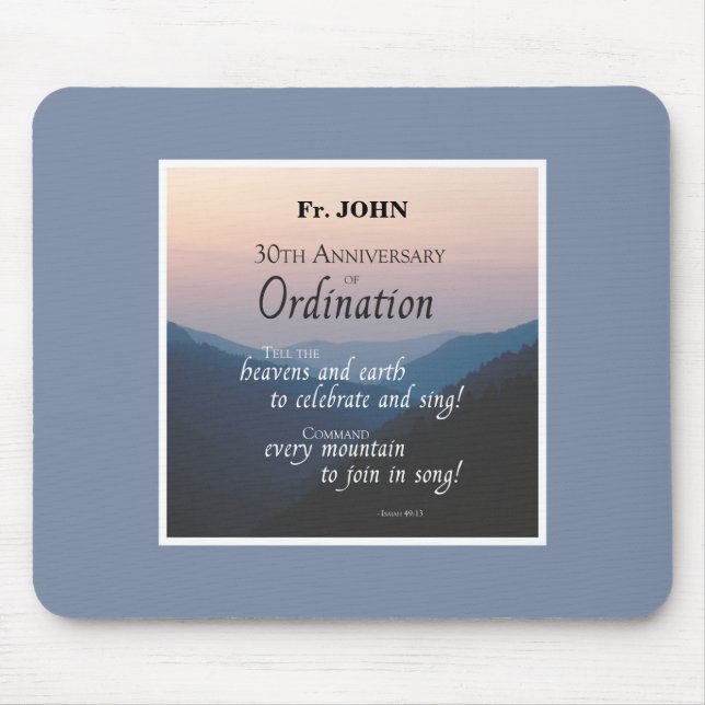 Personalise 30th Anniversary Ordination Congrats Mouse Pad (Front)