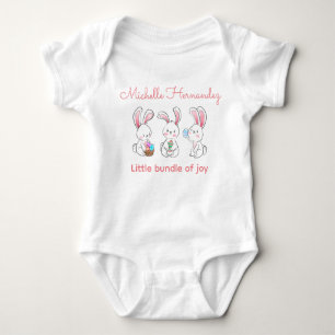 Personalise 3 Bunnies with eggs Baby Bodysuit