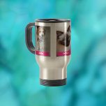 Personalise 3 Pet Photos & Names / Fuchsia Travel Mug<br><div class="desc">Personalise this Travel Mug with 3 pet photos of your furry family members and their names or 3 photos of the same pet. Three horizontal Fuchsia bars have space for their names in white lettering.</div>
