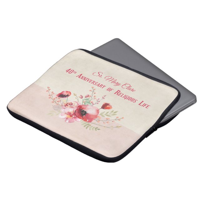 Personalise, 40th Anniversary Nun, Pink and Laptop Sleeve (Front Top)