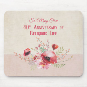 Personalise, 40th Anniversary Nun, Pink and Mouse Pad