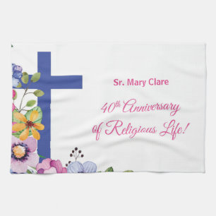 Personalise, 40th Anniversary Nun Religious Life Tea Towel