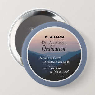 Personalise 40th Anniversary Ordination Congrats 10 Cm Round Badge