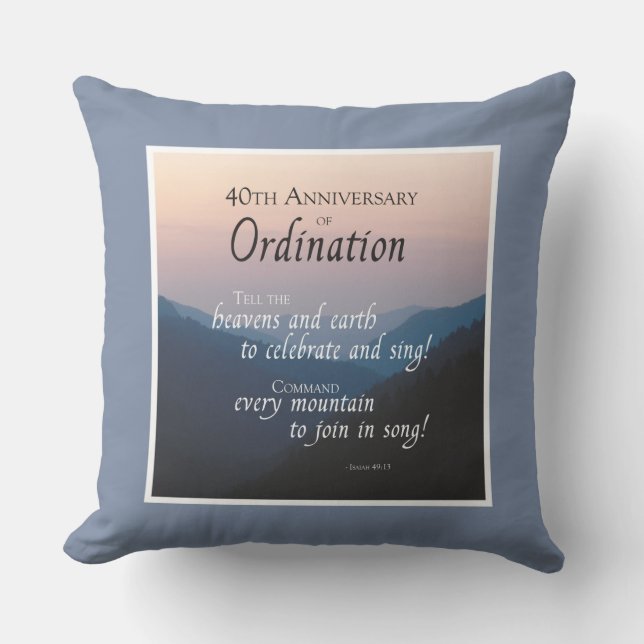 Personalise 40th Anniversary Ordination Congrats Cushion (Front)