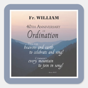Personalise 40th Anniversary Ordination Congrats Square Sticker