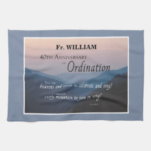 Personalise 40th Anniversary Ordination Congrats Tea Towel