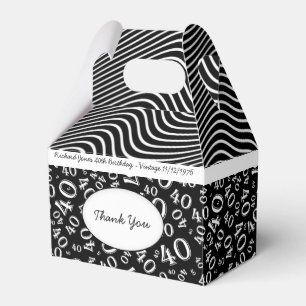 Personalise: 40th Birthday Black and White Theme Favour Box