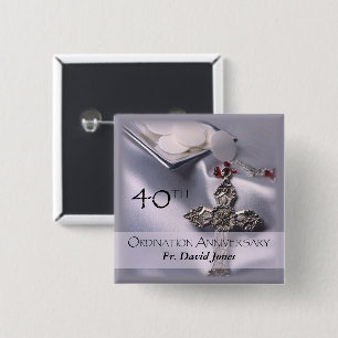 Personalise, 40th Ordination Anniversary Congrats 15 Cm Square Badge