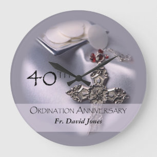 Personalise, 40th Ordination Anniversary Congrats Large Clock