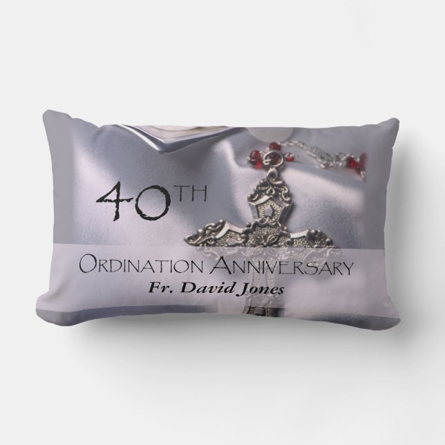 Personalise, 40th Ordination Anniversary Congrats Lumbar Cushion (Front)