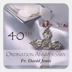 Personalise, 40th Ordination Anniversary Congrats Square Sticker