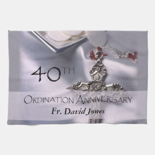 Personalise, 40th Ordination Anniversary Congrats Tea Towel