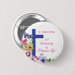 Personalise, 45th Anniversary Nun Religious Life 6 Cm Round Badge