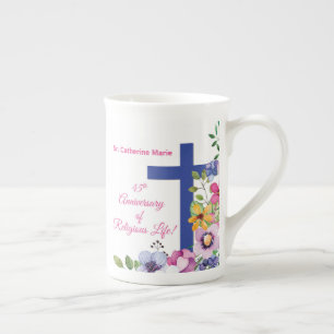 Personalise, 45th Anniversary Nun Religious Life Bone China Mug