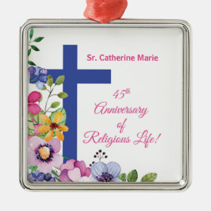 Personalise, 45th Anniversary Nun Religious Life Metal Ornament