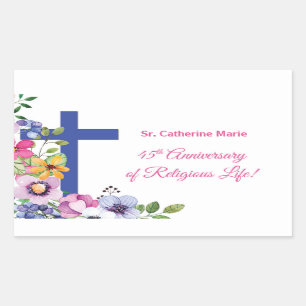 Personalise, 45th Anniversary Nun Religious Life Rectangular Sticker
