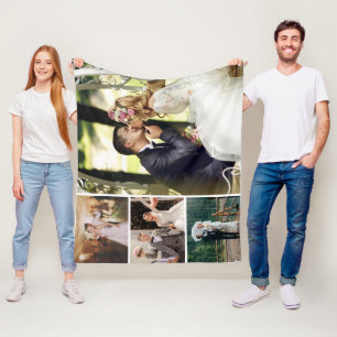 Personalise 4 Custom Photo Collage Fleece Blanket