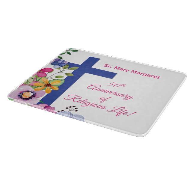 Personalise, 50th Anniversary Nun Religious Life Cutting Board (Corner)