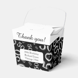 Personalise: 50th Birthday Party Black/White Favour Box