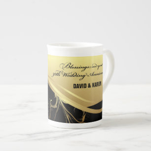 Personalise, 50th Wedding Anniversary Religious Bone China Mug