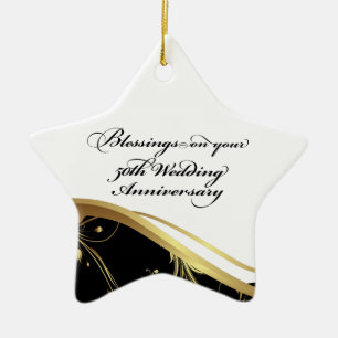 Personalise, 50th Wedding Anniversary Religious Ceramic Tree Decoration