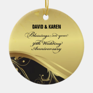 Personalise, 50th Wedding Anniversary Religious Ceramic Tree Decoration