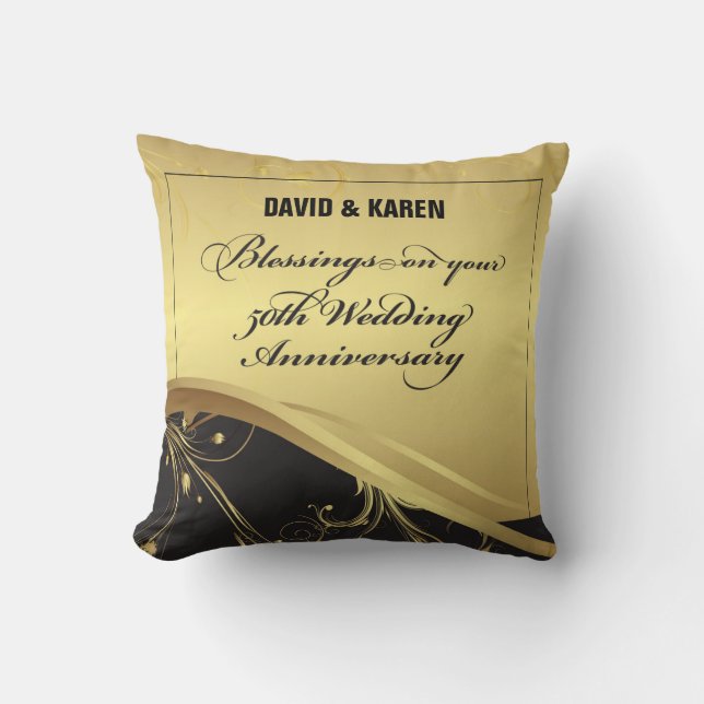 Personalise, 50th Wedding Anniversary Religious Cushion (Front)