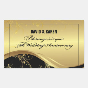 Personalise, 50th Wedding Anniversary Religious Rectangular Sticker