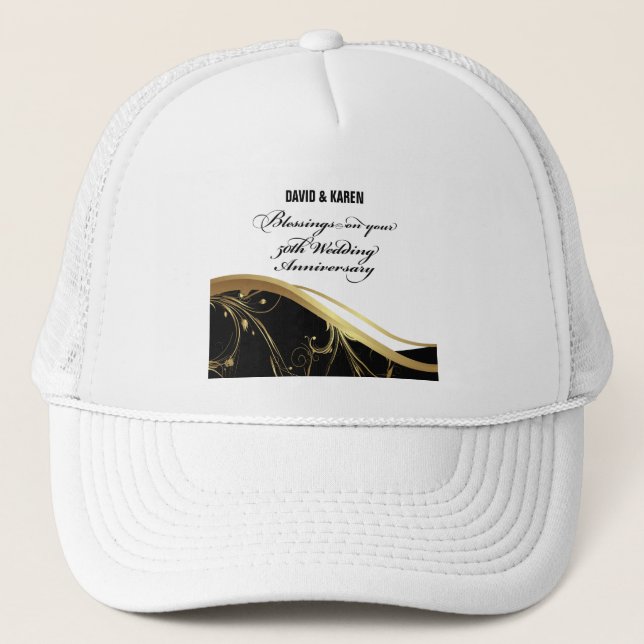 Personalise, 50th Wedding Anniversary Religious Trucker Hat (Front)