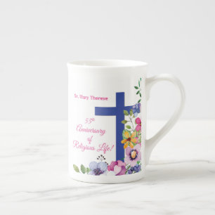 Personalise, 55th Anniversary Nun Religious Life Bone China Mug