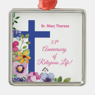 Personalise, 55th Anniversary Nun Religious Life Metal Ornament