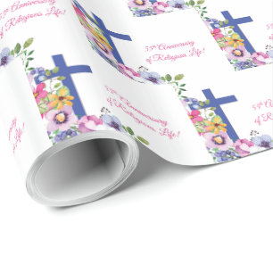 Personalise, 55th Anniversary Nun Religious Life Wrapping Paper