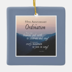 Personalise 55th Anniversary Ordination Congrats Ceramic Ornament