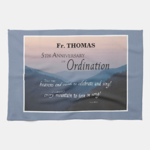 Personalise 5th Anniversary of Ordination Congrats Tea Towel