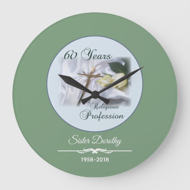 Personalise, 60 Years of Religious Profession Large Clock (Front)