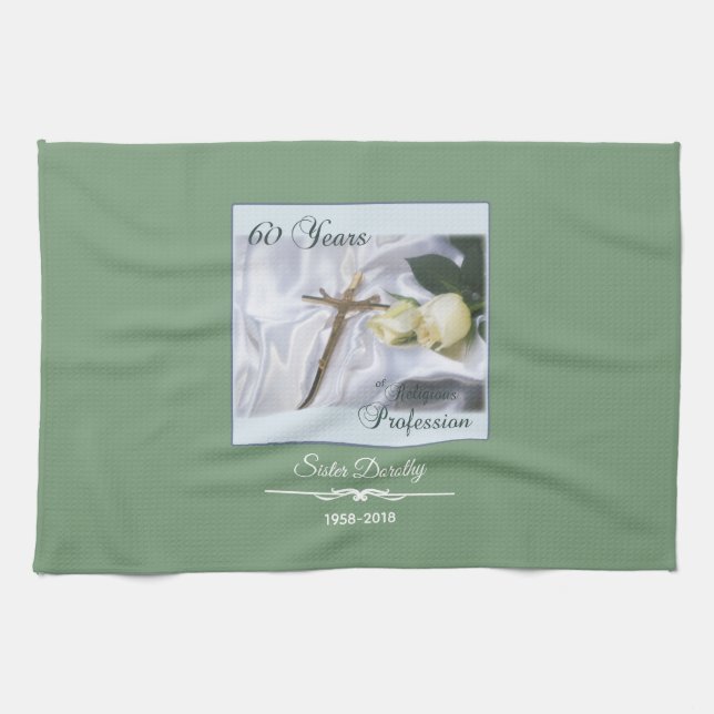 Personalise, 60 Years of Religious Profession Tea Towel (Horizontal)