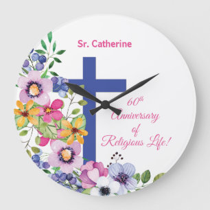 Personalise, 60th Anniversary Nun Religious Life Large Clock
