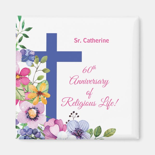 Personalise, 60th Anniversary Nun Religious Life Magnet (Front)