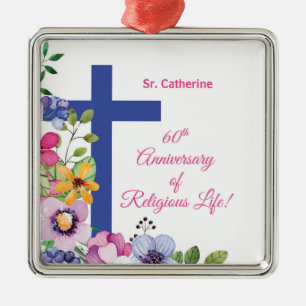 Personalise, 60th Anniversary Nun Religious Life Metal Ornament