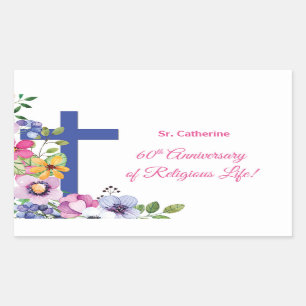 Personalise, 60th Anniversary Nun Religious Life Rectangular Sticker