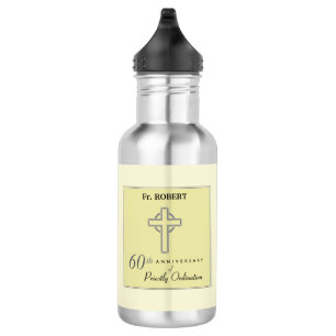 Personalise, 60th Anniversary of Priest Embossed 532 Ml Water Bottle