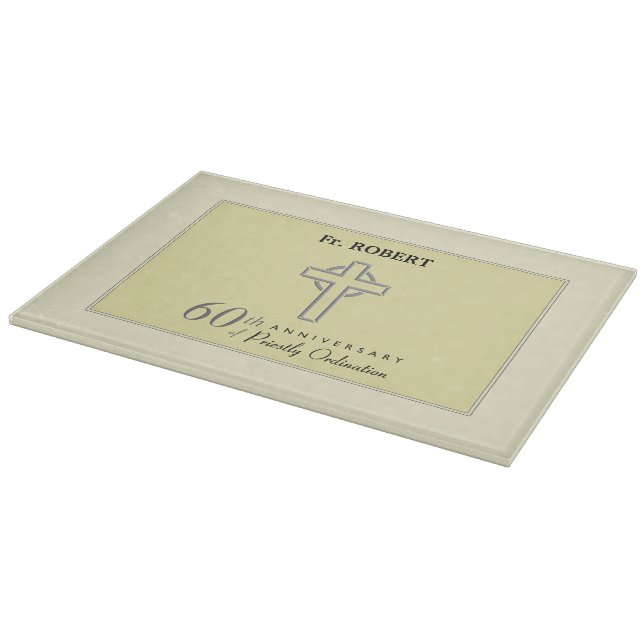Personalise, 60th Anniversary of Priest Embossed Cutting Board (Corner)