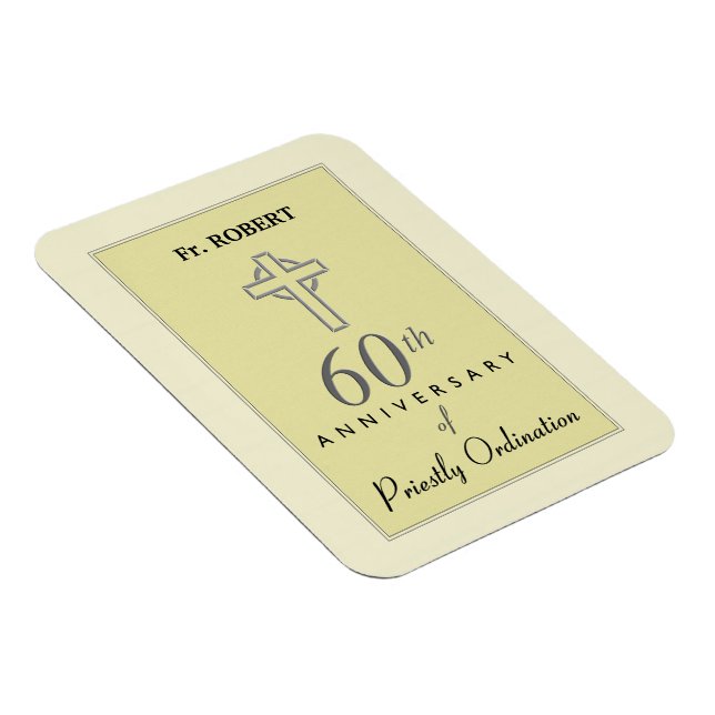 Personalise, 60th Anniversary of Priest Embossed Magnet (Right Side)