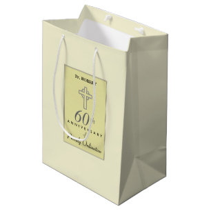Personalise, 60th Anniversary of Priest Embossed Medium Gift Bag