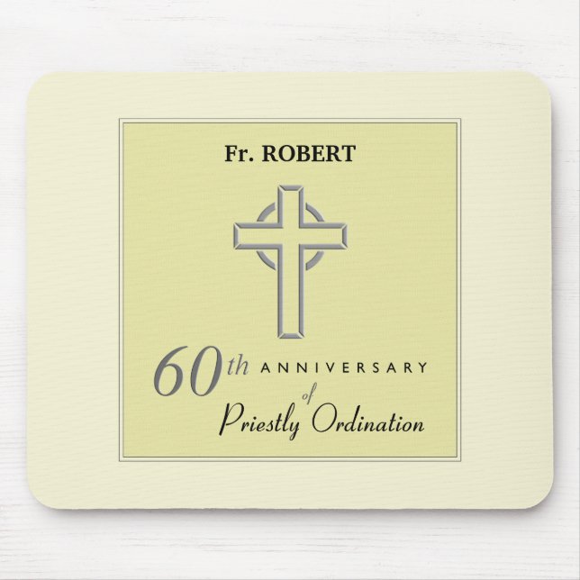 Personalise, 60th Anniversary of Priest Embossed Mouse Pad (Front)