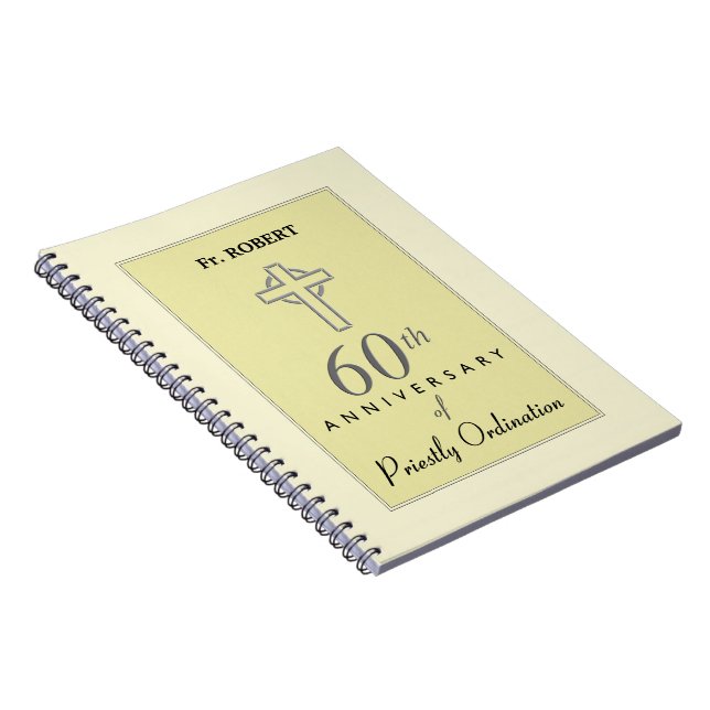 Personalise, 60th Anniversary of Priest Embossed Notebook (Right Side)