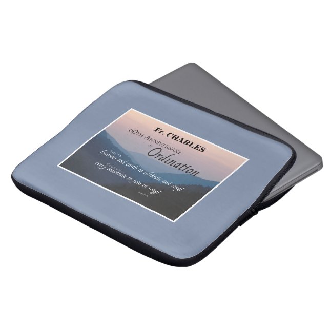 Personalise 60th Anniversary Ordination Congrats Laptop Sleeve (Front Top)