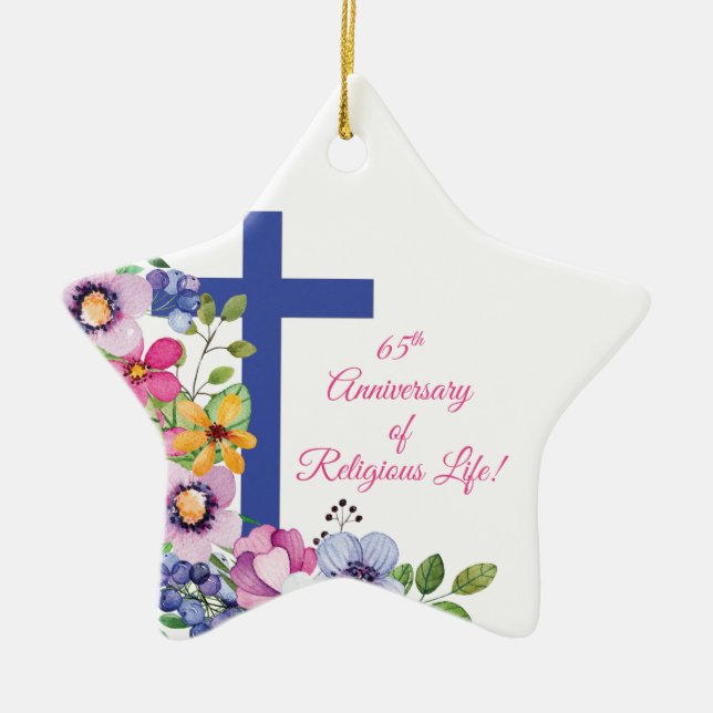 Personalise, 65th Anniversary Nun Religious Life Ceramic Ornament (Front)
