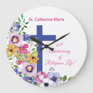 Personalise, 65th Anniversary Nun Religious Life Large Clock
