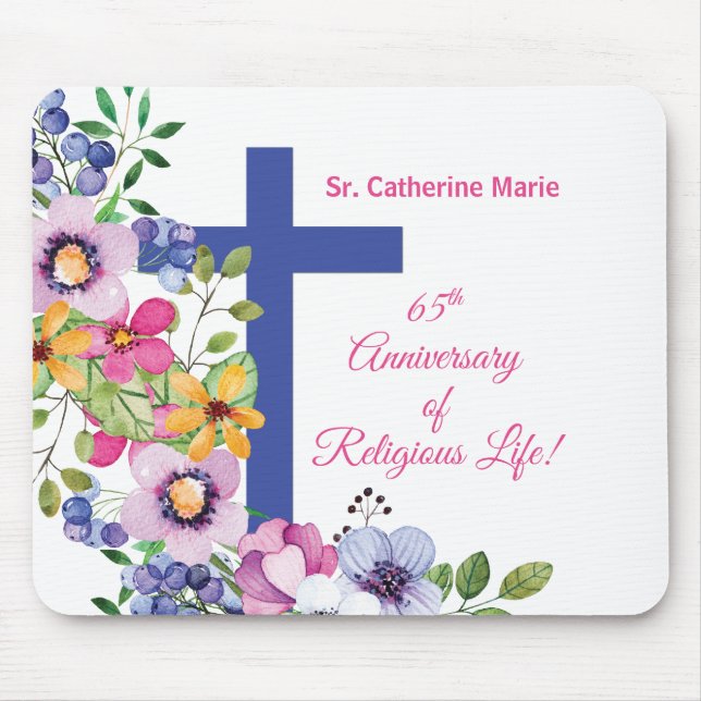 Personalise, 65th Anniversary Nun Religious Life Mouse Pad (Front)